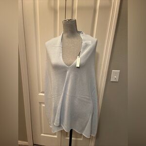 Rachel Zoe ladies blue 100% cashmere poncho
